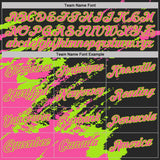 Custom Black Pink-Neon Green Brush Stroke Shatter Splatter Performance T-Shirt