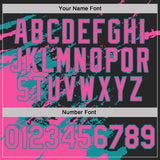 Custom Black Pink-Teal Brush Stroke Shatter Splatter Performance T-Shirt