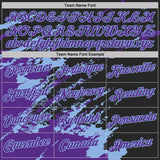 Custom Black Purple-Light Blue Brush Stroke Shatter Splatter Performance T-Shirt