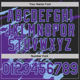 Custom Black Purple-Light Blue Brush Stroke Shatter Splatter Performance T-Shirt