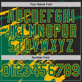 Custom Black Kelly Green-Gold Brush Stroke Shatter Splatter Performance T-Shirt