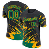 Custom Black Kelly Green-Gold Brush Stroke Shatter Splatter Performance T-Shirt