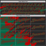 Custom Black Kelly Green-Red Brush Stroke Shatter Splatter Performance T-Shirt