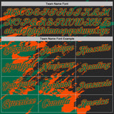 Custom Black Kelly Green-Orange Brush Stroke Shatter Splatter Performance T-Shirt