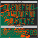 Custom Black Kelly Green-Orange Brush Stroke Shatter Splatter Performance T-Shirt