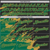 Custom Black Kelly Green-Old Gold Brush Stroke Shatter Splatter Performance T-Shirt
