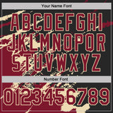 Custom Black Crimson-Cream Brush Stroke Shatter Splatter Performance T-Shirt