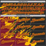 Custom Black Crimson-Gold Brush Stroke Shatter Splatter Performance T-Shirt