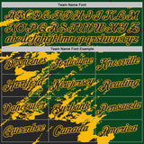 Custom Green Black-Gold Brush Stroke Shatter Splatter Performance T-Shirt