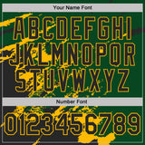 Custom Green Black-Gold Brush Stroke Shatter Splatter Performance T-Shirt