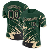 Custom Green Black-Cream Brush Stroke Shatter Splatter Performance T-Shirt