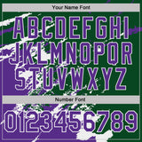 Custom Green Purple-White Brush Stroke Shatter Splatter Performance T-Shirt