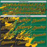 Custom Kelly Green Black-Gold Brush Stroke Shatter Splatter Performance T-Shirt