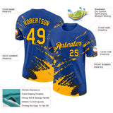 Custom Royal Gold-Black Brush Stroke Shatter Splatter Performance T-Shirt