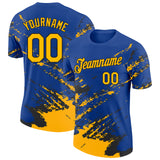 Custom Royal Gold-Black Brush Stroke Shatter Splatter Performance T-Shirt