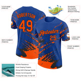 Custom Royal Orange-Black Brush Stroke Shatter Splatter Performance T-Shirt