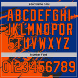 Custom Royal Orange-Black Brush Stroke Shatter Splatter Performance T-Shirt