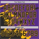 Custom Purple Black-Gold Brush Stroke Shatter Splatter Performance T-Shirt