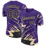 Custom Purple Black-Cream Brush Stroke Shatter Splatter Performance T-Shirt