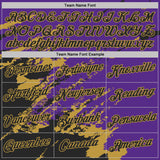 Custom Purple Black-Old Gold Brush Stroke Shatter Splatter Performance T-Shirt