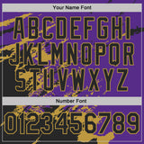 Custom Purple Black-Old Gold Brush Stroke Shatter Splatter Performance T-Shirt