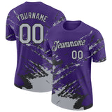 Custom Purple Gray-Black Brush Stroke Shatter Splatter Performance T-Shirt