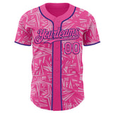 Custom Pink Light Pink-Purple Geometric Cyber Starburst Authentic Baseball Jersey