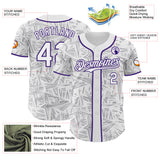 Custom White Gray-Purple Geometric Cyber Starburst Authentic Baseball Jersey