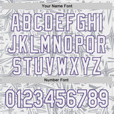 Custom White Gray-Purple Geometric Cyber Starburst Authentic Baseball Jersey