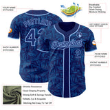 Custom Royal Blue-Light Blue Geometric Cyber Starburst Authentic Baseball Jersey