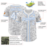 Custom White Gray-Light Blue Geometric Cyber Starburst Authentic Baseball Jersey