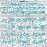 Custom White Gray-Teal Geometric Cyber Starburst Authentic Baseball Jersey