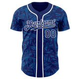 Custom Royal Blue-White Geometric Cyber Starburst Authentic Baseball Jersey