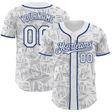 Custom White Gray-Royal Geometric Cyber Starburst Authentic Baseball Jersey