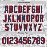 Custom White Navy Gray-Red Geometric Cyber Starburst Authentic Baseball Jersey