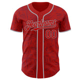 Custom Red-Gray Geometric Cyber Starburst Authentic Baseball Jersey