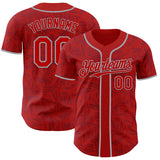 Custom Red-Gray Geometric Cyber Starburst Authentic Baseball Jersey