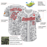 Custom White Gray-Red Geometric Cyber Starburst Authentic Baseball Jersey