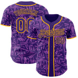 Custom Purple Medium Purple-Gold Geometric Cyber Starburst Authentic Baseball Jersey