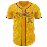 Custom Gold Light Yellow-Purple Geometric Cyber Starburst Authentic Baseball Jersey
