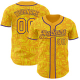 Custom Gold Light Yellow-Purple Geometric Cyber Starburst Authentic Baseball Jersey