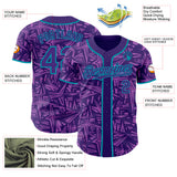 Custom Purple Medium Purple-Teal Geometric Cyber Starburst Authentic Baseball Jersey