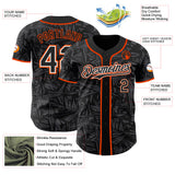 Custom Black Steel Gray White-Orange Geometric Cyber Starburst Authentic Baseball Jersey