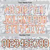 Custom White Gray Black-Orange Geometric Cyber Starburst Authentic Baseball Jersey