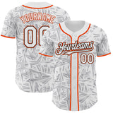 Custom White Gray Black-Orange Geometric Cyber Starburst Authentic Baseball Jersey