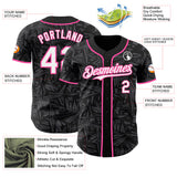 Custom Black White Steel Gray-Pink Geometric Cyber Starburst Authentic Baseball Jersey