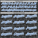 Custom Black Light Blue Steel Gray-White Geometric Cyber Starburst Authentic Baseball Jersey