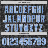 Custom Black Light Blue Steel Gray-White Geometric Cyber Starburst Authentic Baseball Jersey