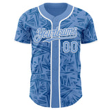 Custom Light Blue Blue-White Geometric Cyber Starburst Authentic Baseball Jersey