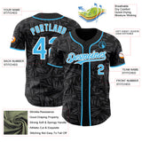 Custom Black Sky Blue Steel Gray-White Geometric Cyber Starburst Authentic Baseball Jersey